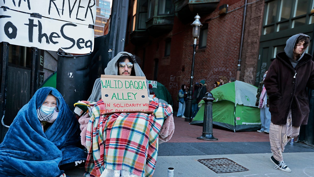 Emerson students camp out in Boston alley at anti-Israel protest